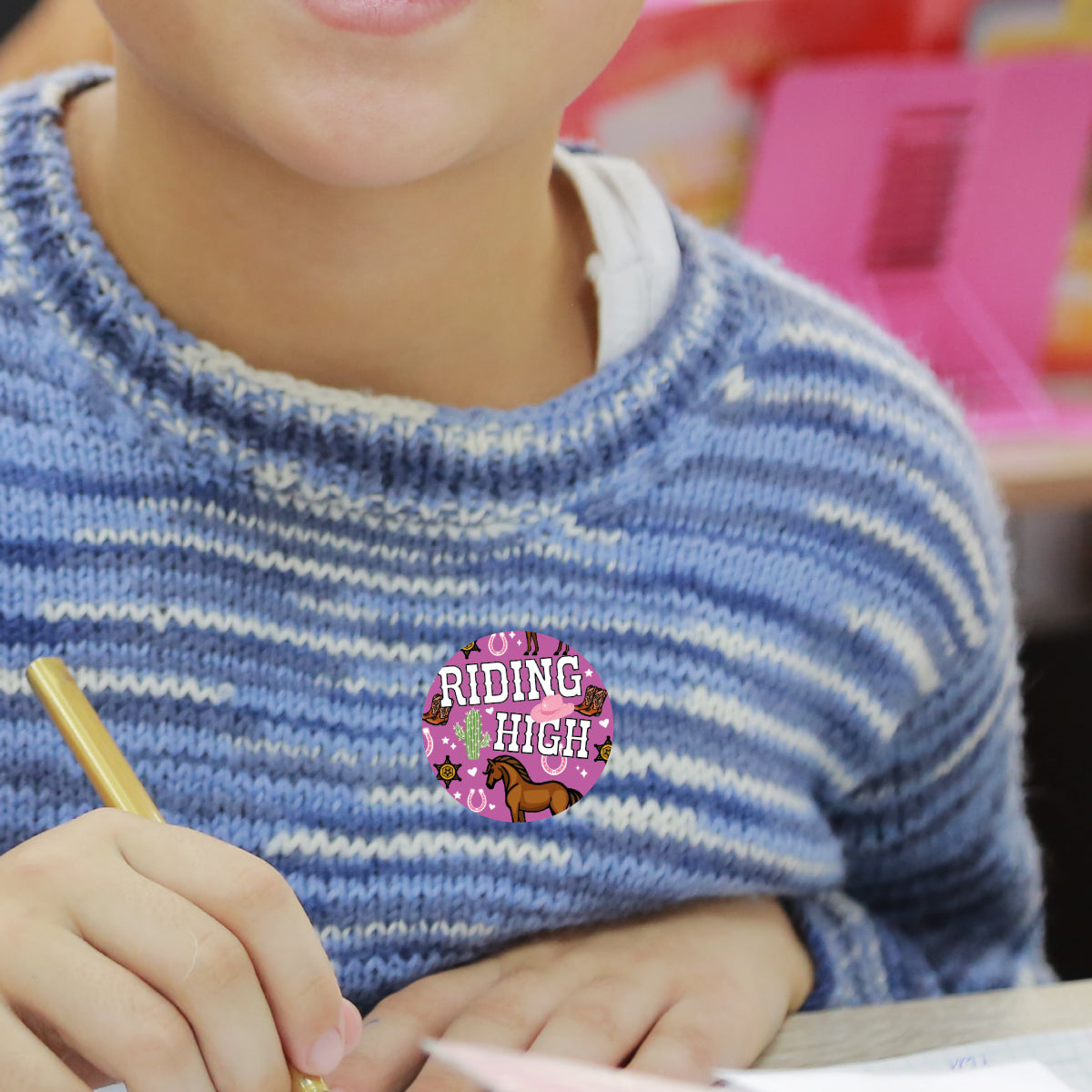 144 Cowgirl Pink Praise 30mm Reward Stickers for Schools, Teachers, Parents and Nurseries