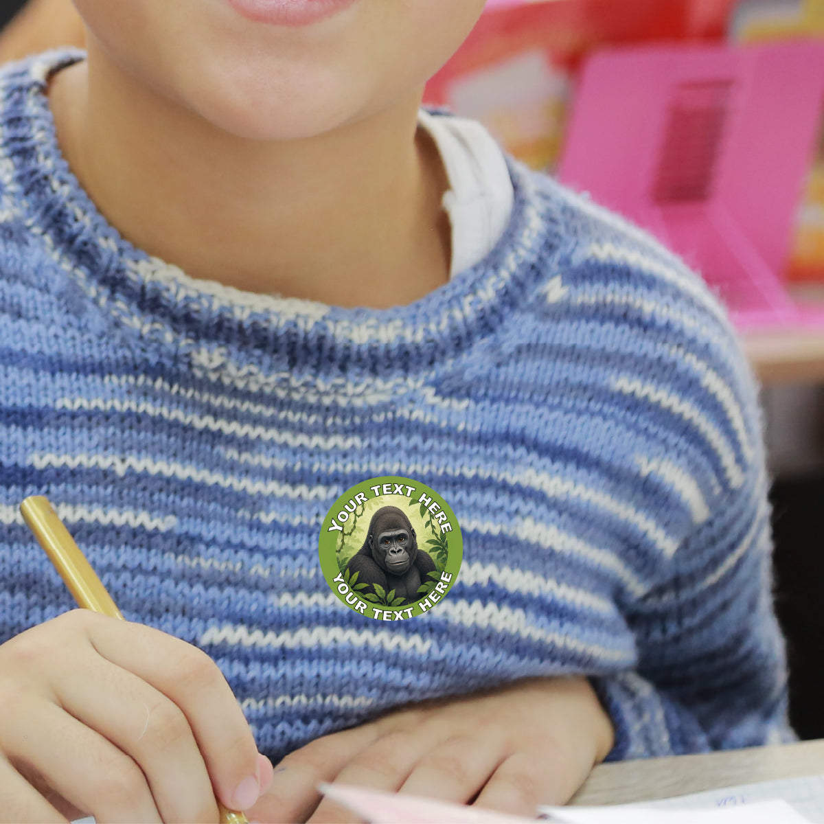 144 Personalised Gorilla 30mm Zoo Reward Stickers For Children, Parents and Teachers