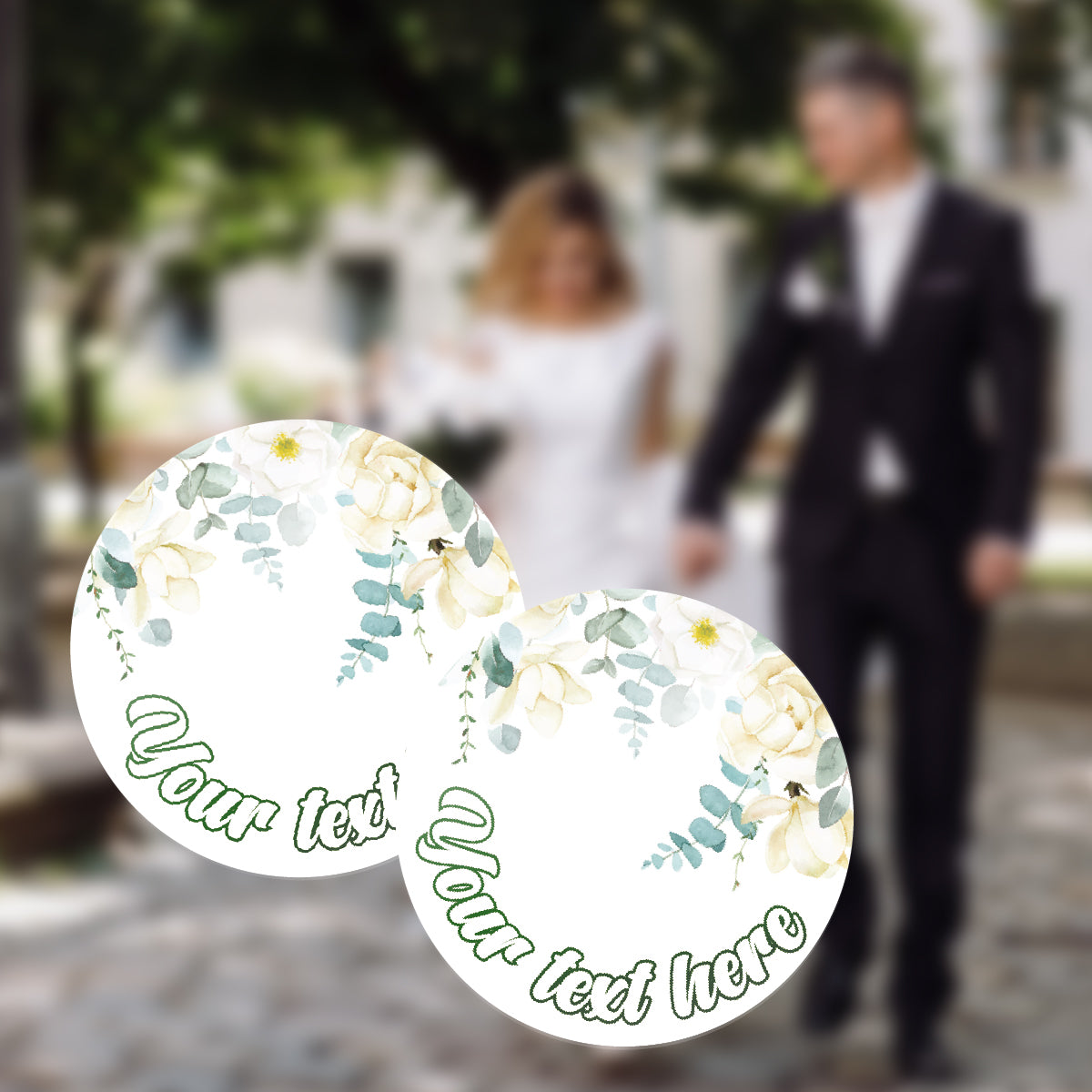 144 Floral Celebration Personalised 30mm Stickers Events, Weddings, Crafts, Engagement