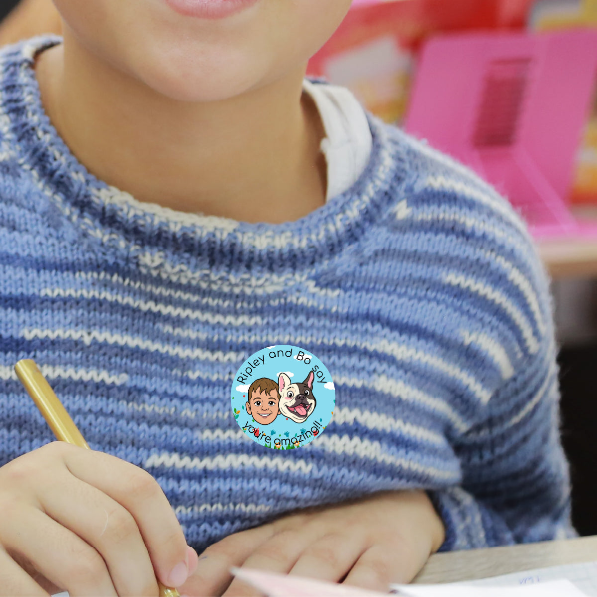 Personalised Cartoon  Stickers - Custom Cartoon Face & Name, Round Glossy Labels