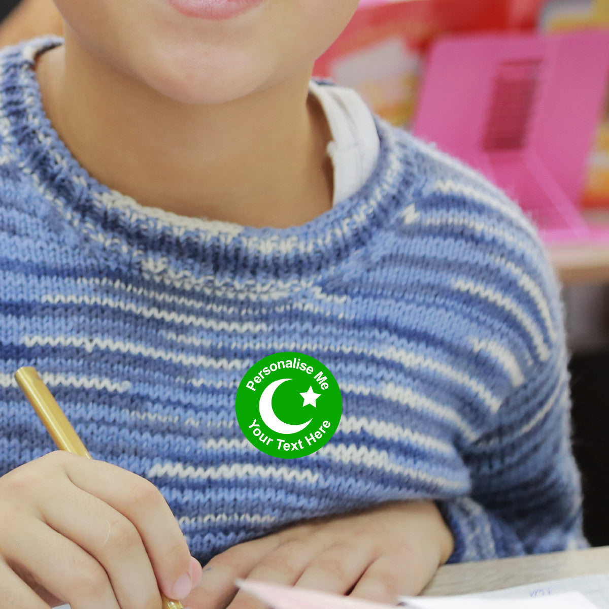 Sticker Stocker - 144 Personalised Crescent Star Islam 30mm Reward Stickers for School Teachers, Parents and Nursery
