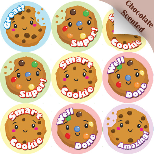 SNS00630 120 Smart Cookie 30mm Chocolate Scented Reward Stickers for Teachers, Parents and Party Bags