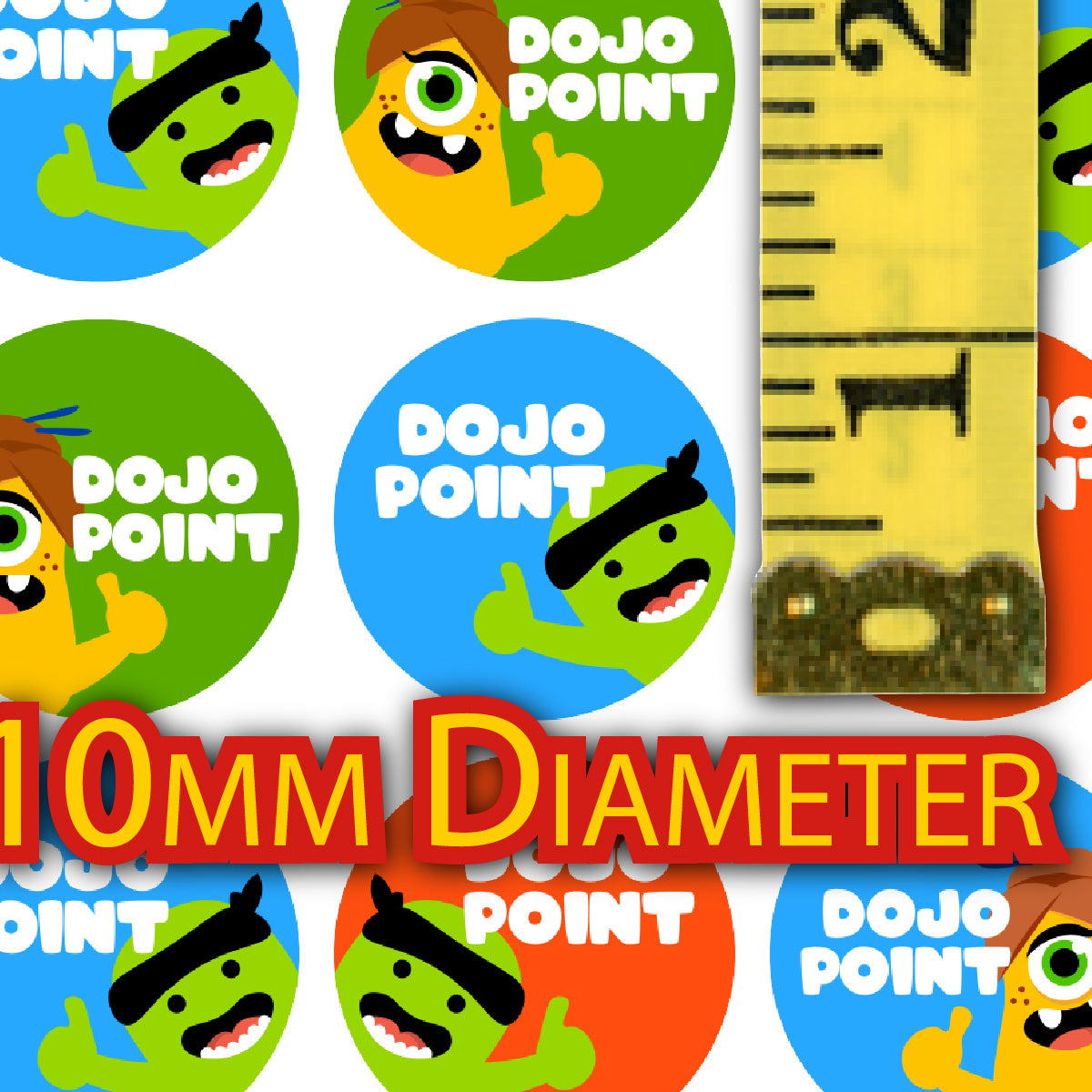 900 Mini Dojo 10mm Glossy Teacher Reward Stickers Spot Stickers Journal Stickers