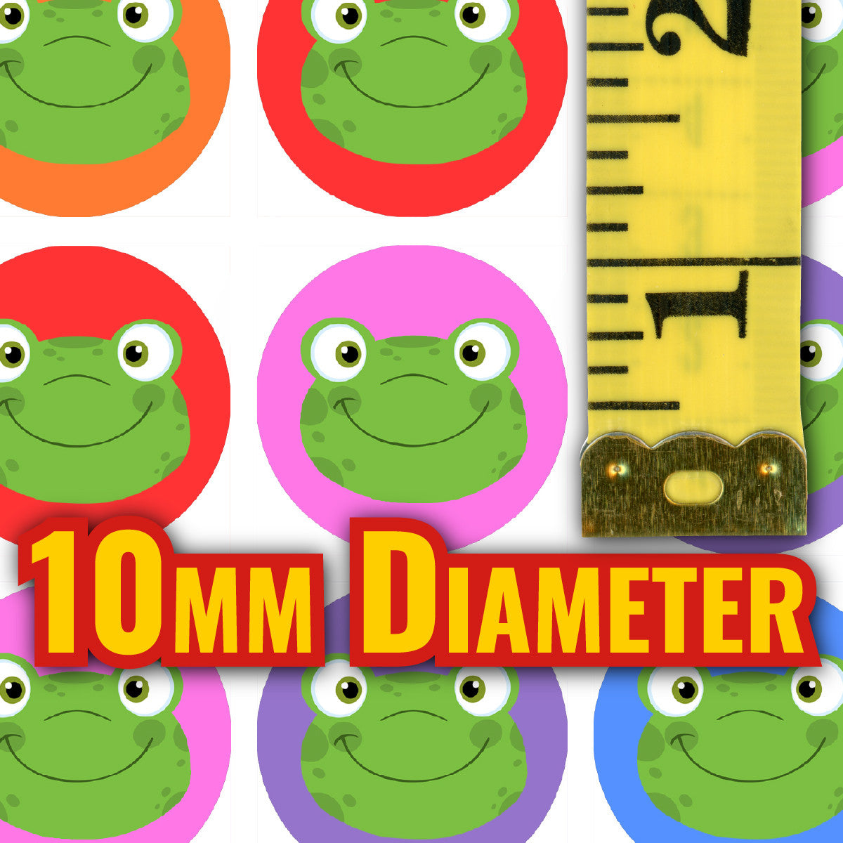 Sticker Stocker 900 Colourful Mini Frog Faces 10mm Spot Reward Stickers for Teachers and Planner Charts