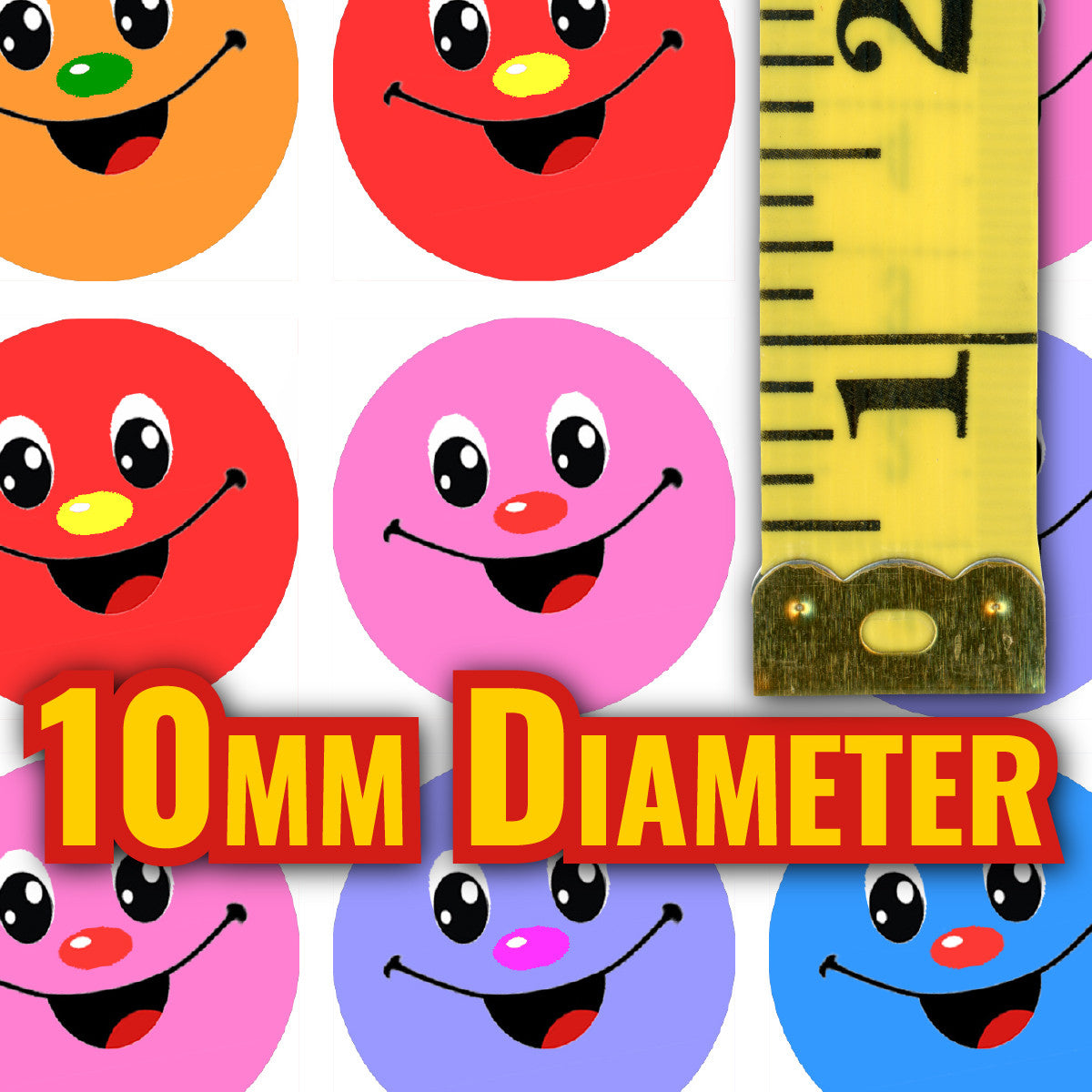 Sticker Stocker 900 Colourful Smiles Mini Dot 10mm Spot Reward Stickers for Teachers and Planner Charts