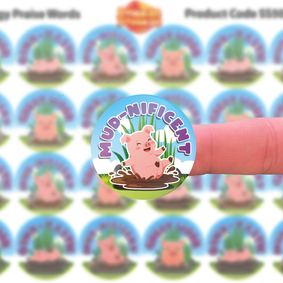 144 Pig Praise Words 30mm Reward Stickers for Schools, Teachers and Parents