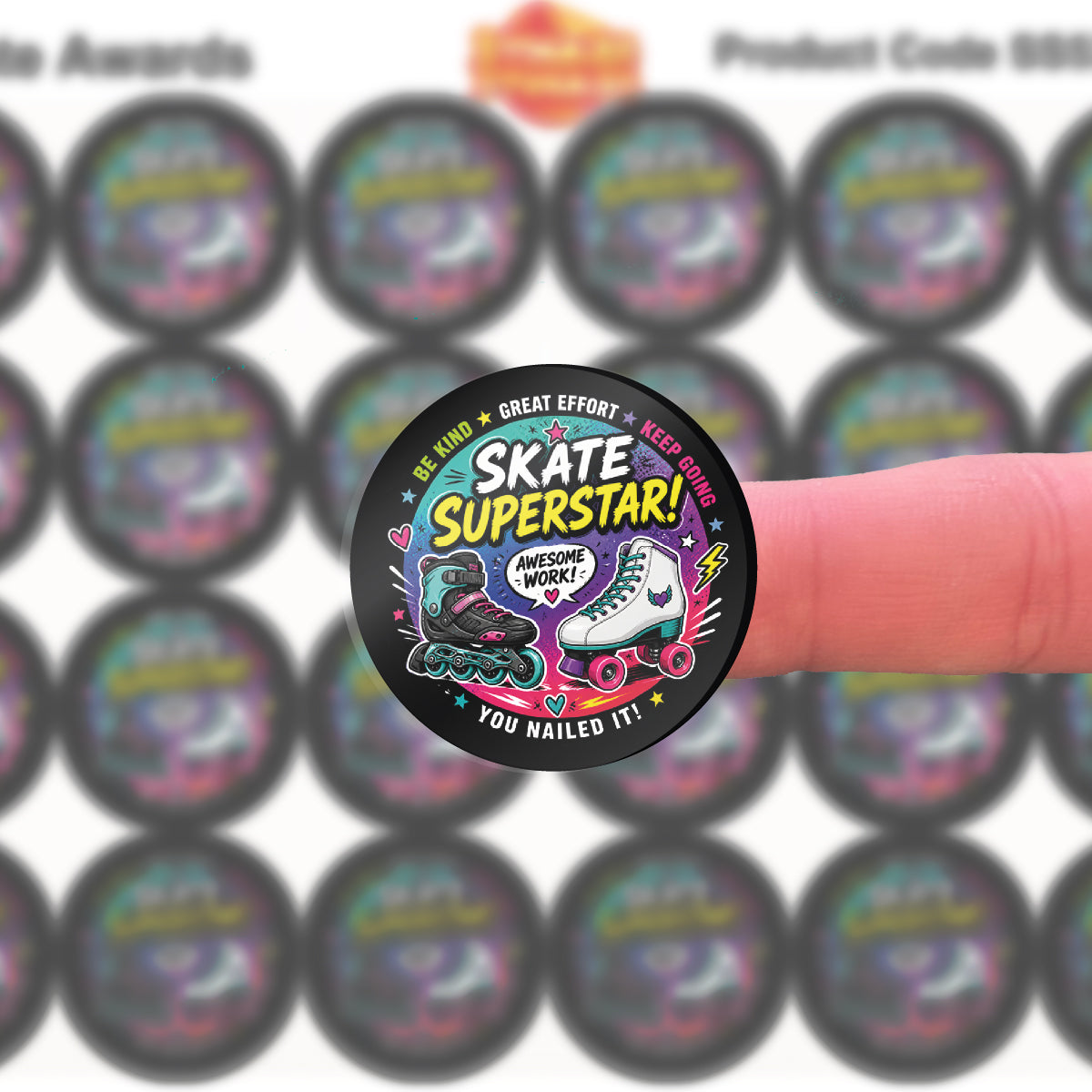 144 Roller Blading/Roller Skating Awards Children's Reward Stickers - 30mm - Parents, Skateparks