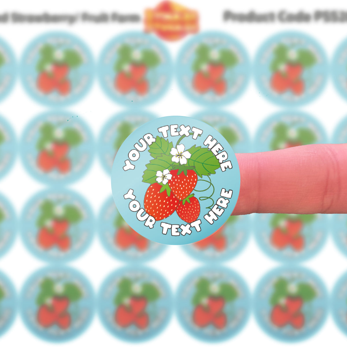 144 Personalised Strawberry Fruit Picking 30mm Reward Stickers for Fruit Farms, Parents and Schools