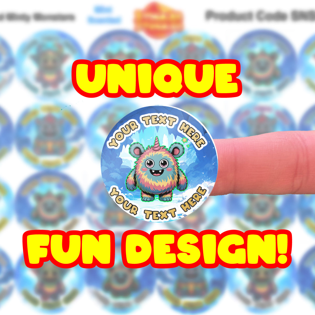 120 Minty Monsters Scented Personalised Stickers - 30mm Scented Stickers - For Teachers Nursery Parents