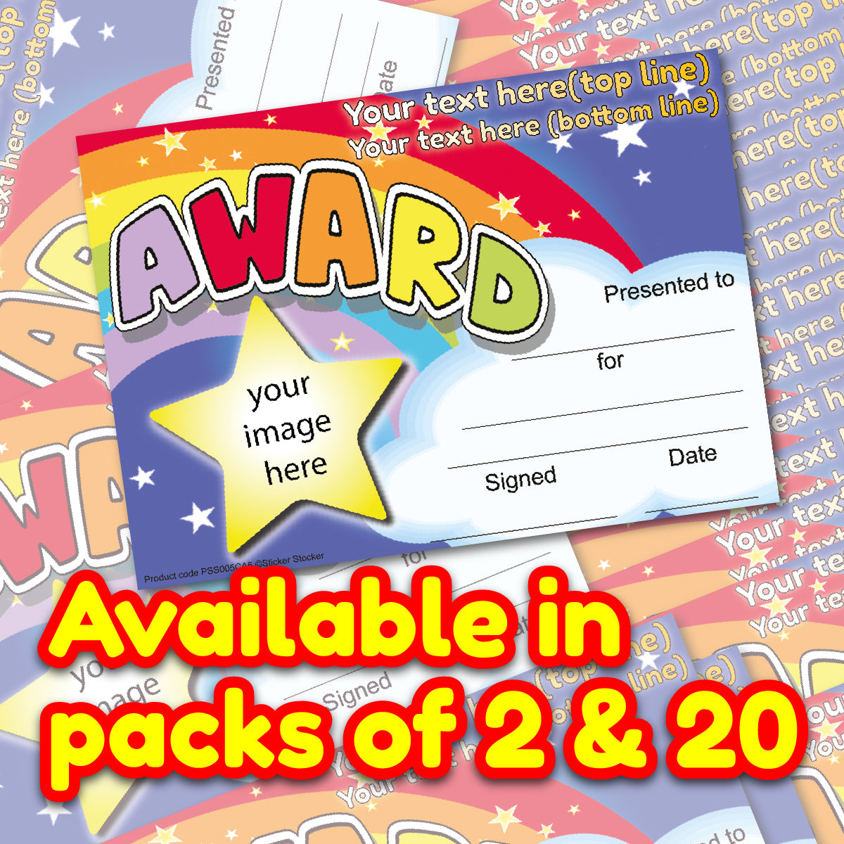 Personalised Rainbow award certificates for school teachers, 250gsm A5 silk finish Photo Paper