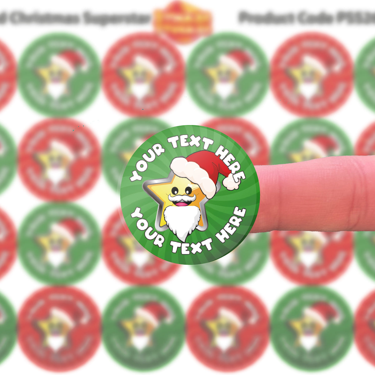 144 Personalised Christmas Superstar 30mm Christmas Stickers for Schools, Teachers, Parents and Nurseries