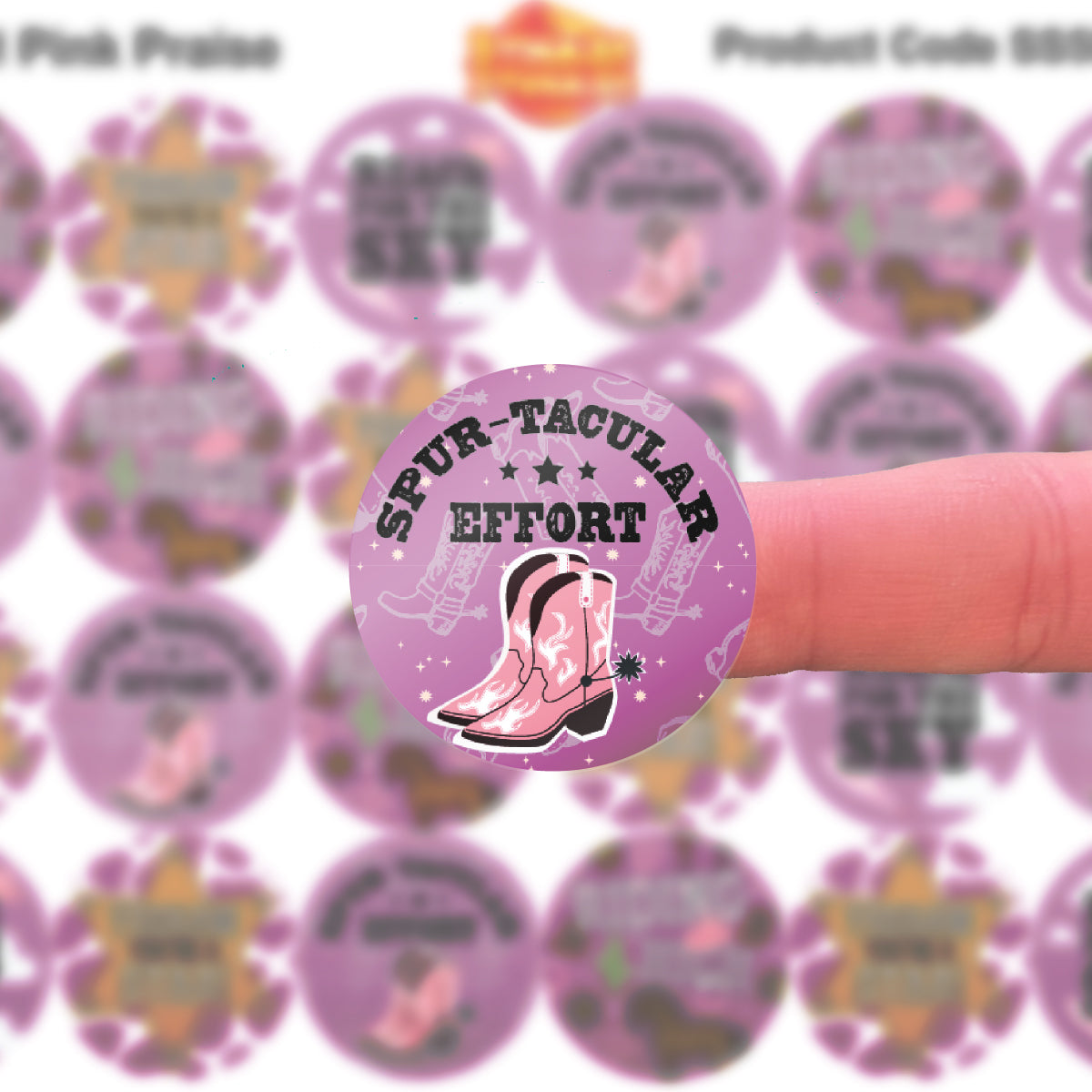 144 Cowgirl Pink Praise 30mm Reward Stickers for Schools, Teachers, Parents and Nurseries