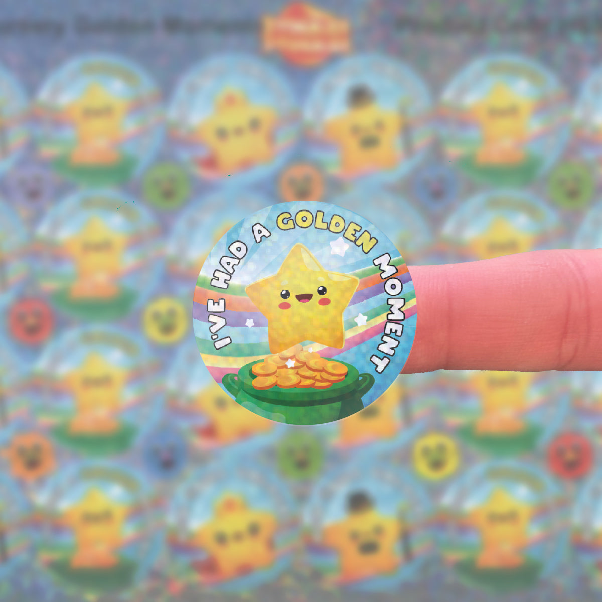 96 Sparkle Golden Moments 30mm + 60 Free Sparkle Smiles Reward Stickers for Teachers, Parents and Schools