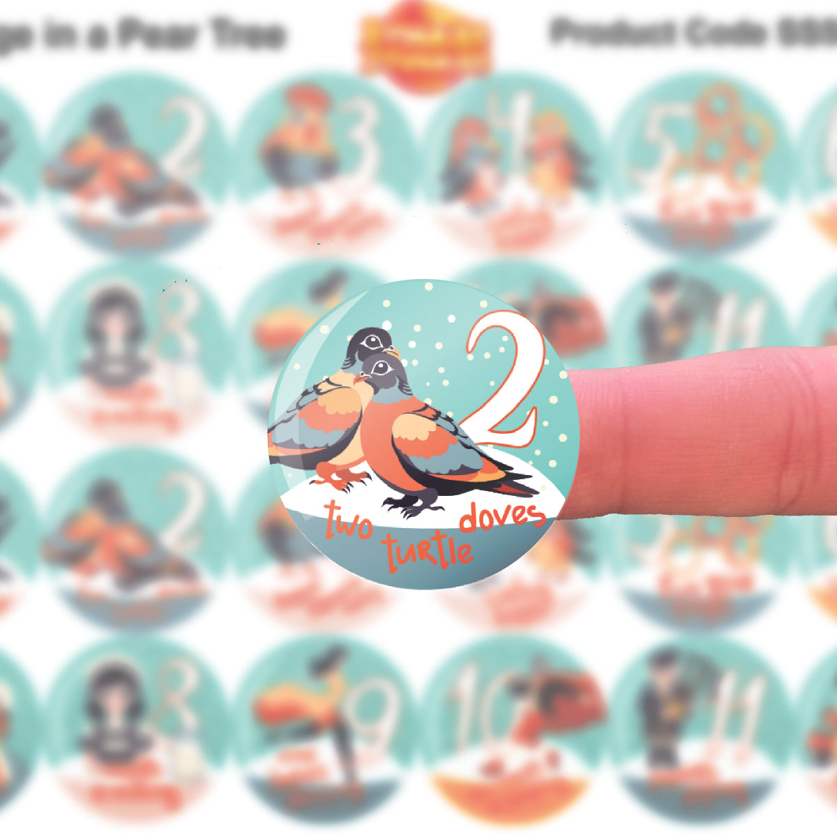 144 Traditional 12 Days of Christmas 30mm Reward Stickers for Schools, Santa's Grotto, Christmas Fairs