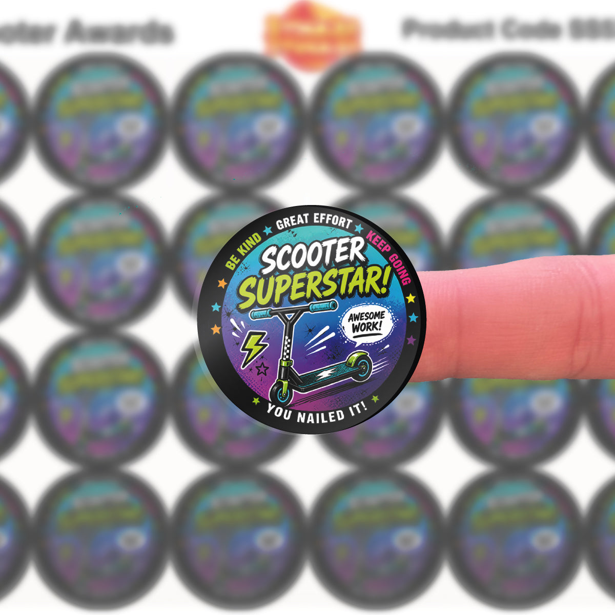 144 Scooter Awards Children's Reward Stickers - 30mm - Parents, Skateparks