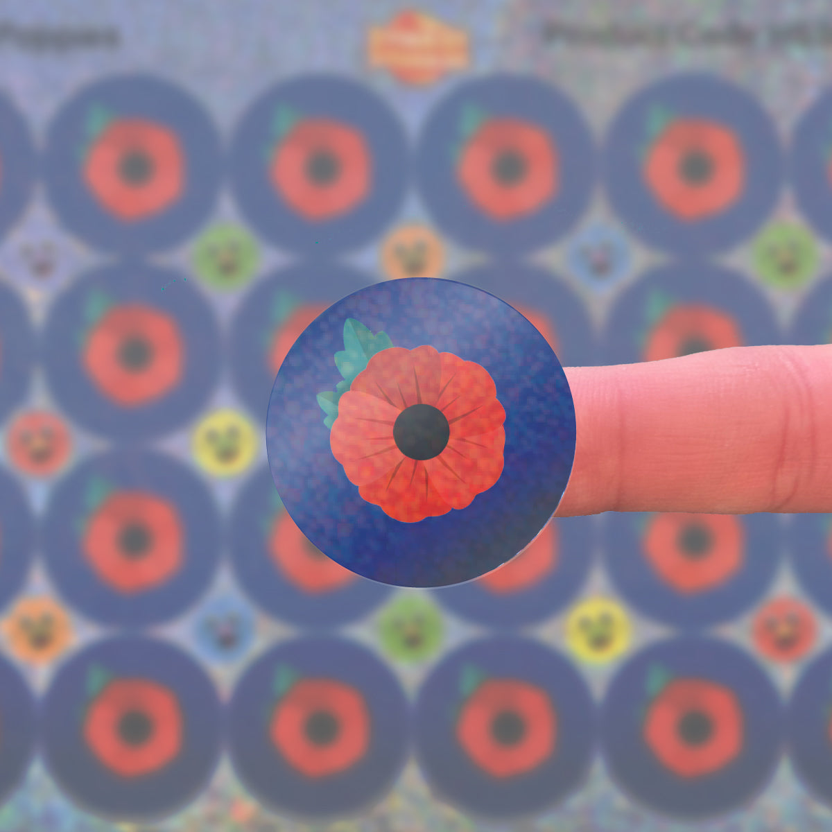 96 Sparkle Poppies Stickers 30mm + 60 Free Sparkle Smiles Remembrance Stickers for Teachers, Parents and Schools