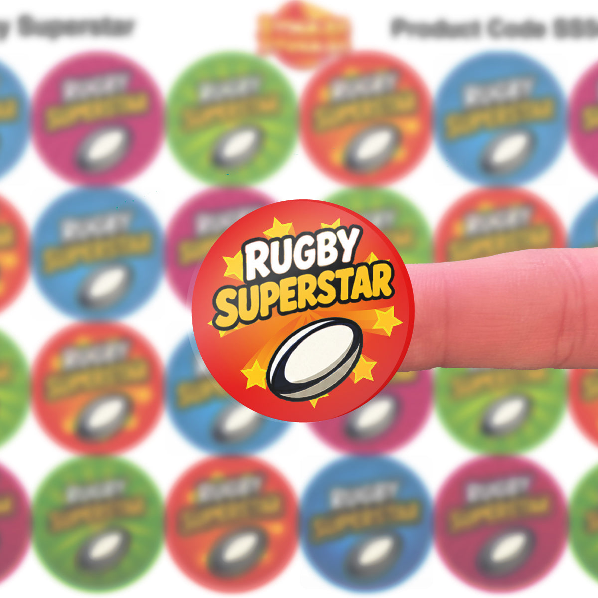 144 Rugby Superstar Stickers - 30mm - Glossy Reward Stickers for Teachers, Coaches & Parents