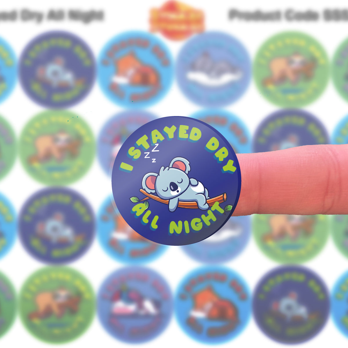 I Stayed Dry All Night 30mm Potty Training Reward Stickers for Teachers or Parents