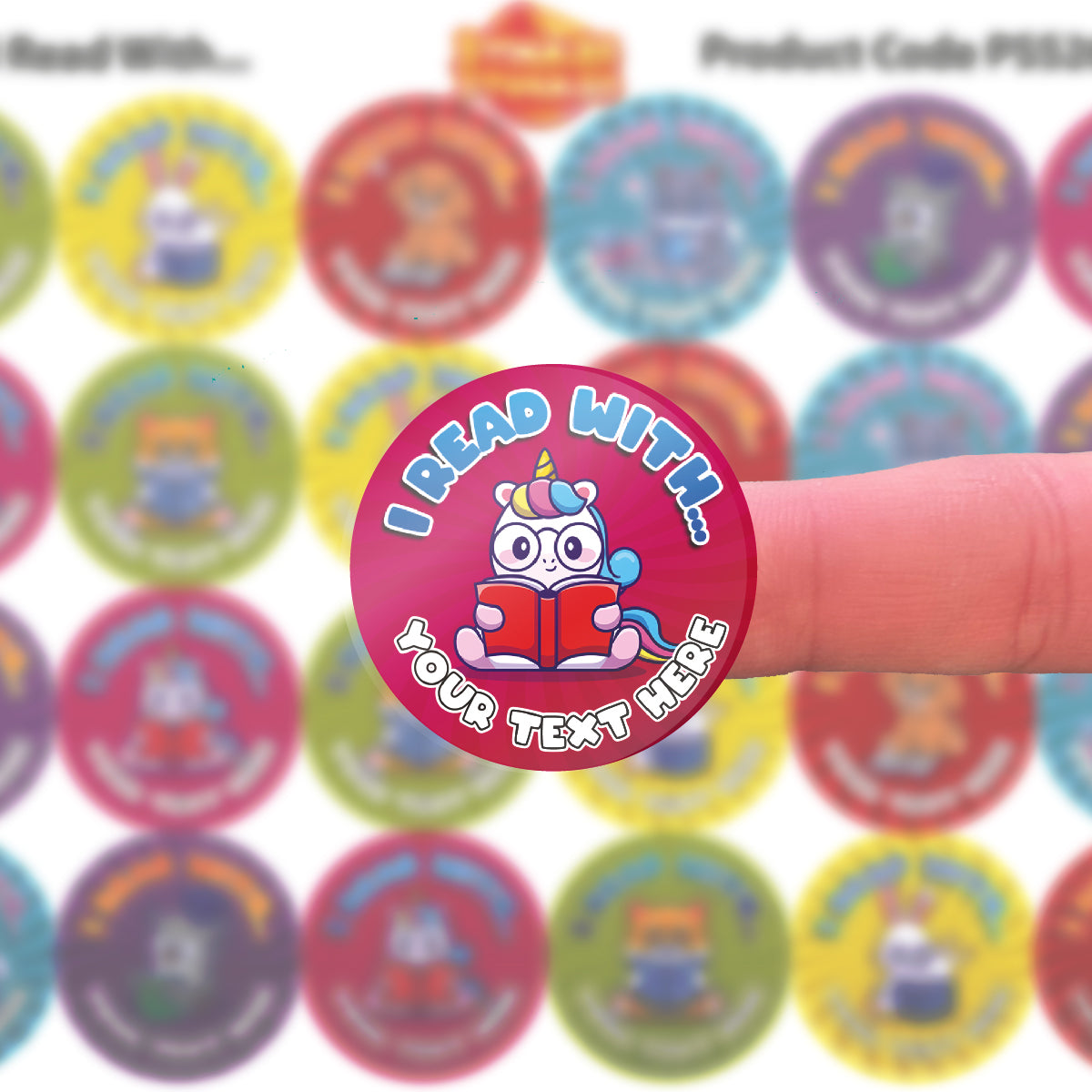 144 I Read With... 30mm Personalised Reading Stickers for Schools, Teachers, Parents and Nurseries