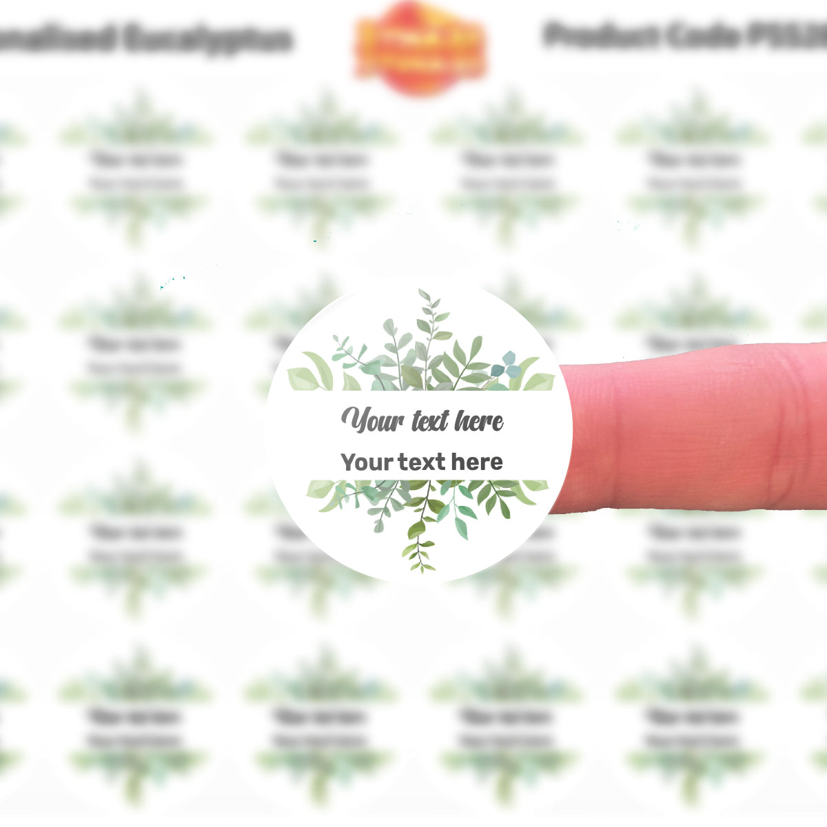 144 Eucalyptus Leaves Personalised 30mm Stickers Events, Weddings, Crafts, Engagement