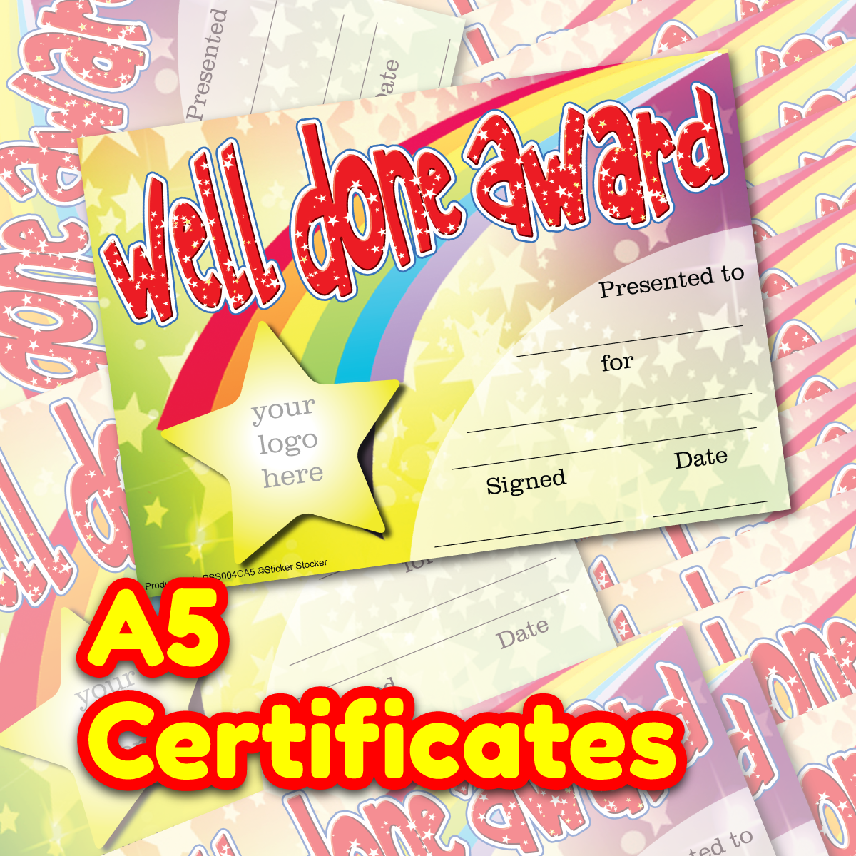 Personalised Well Done Award certificates for school teachers, 250gsm A5 silk finish Photo Paper