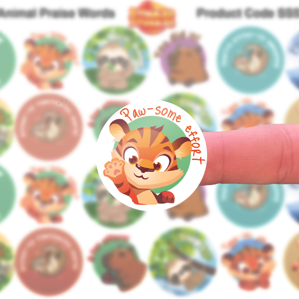 144 Zoo Animal Praise Words 30mm Reward Stickers for Schools, Teachers and Parents