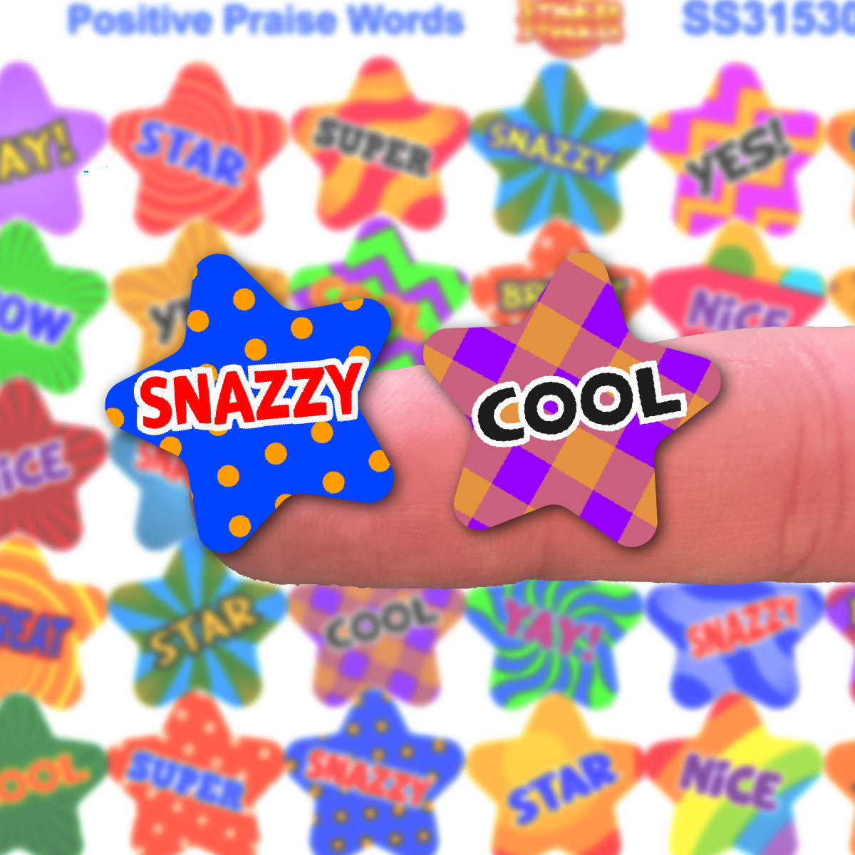 Sticker Stocker - 210 Positive Praise Stars 25mm Shaped Children's Reward Stickers for School Teachers