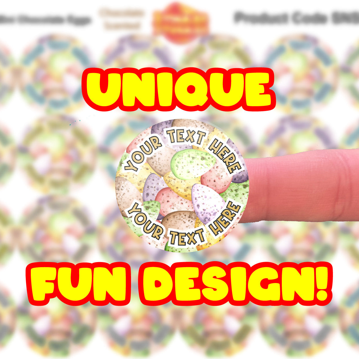 120 Mini Chocolate Egg Scented Personalised Stickers - Personalised 30 mm Scented  Stickers - For Teachers Nursery Parents