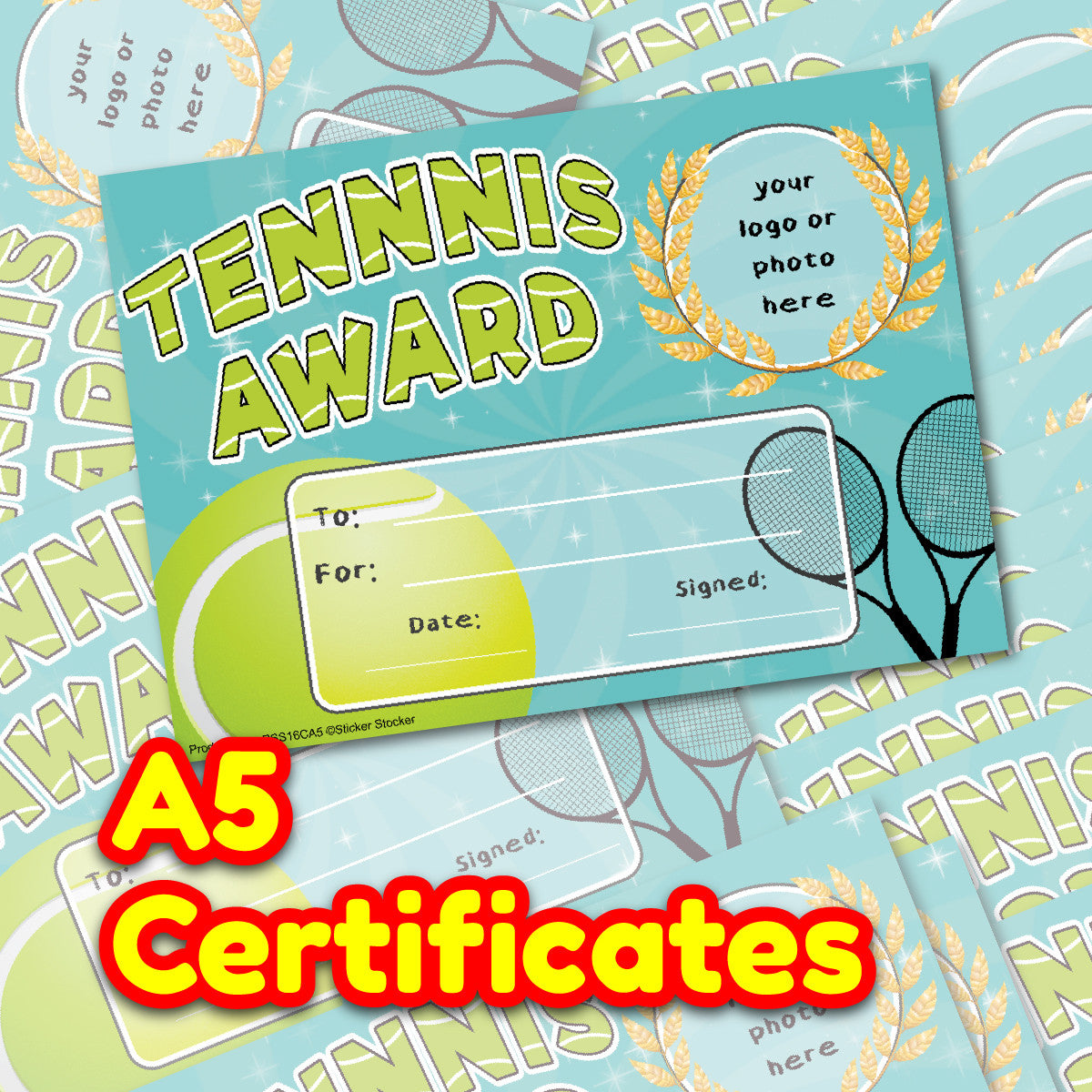 Personalised Tennis Award certificates for school teachers, 250gsm A5 silk finish Photo Paper