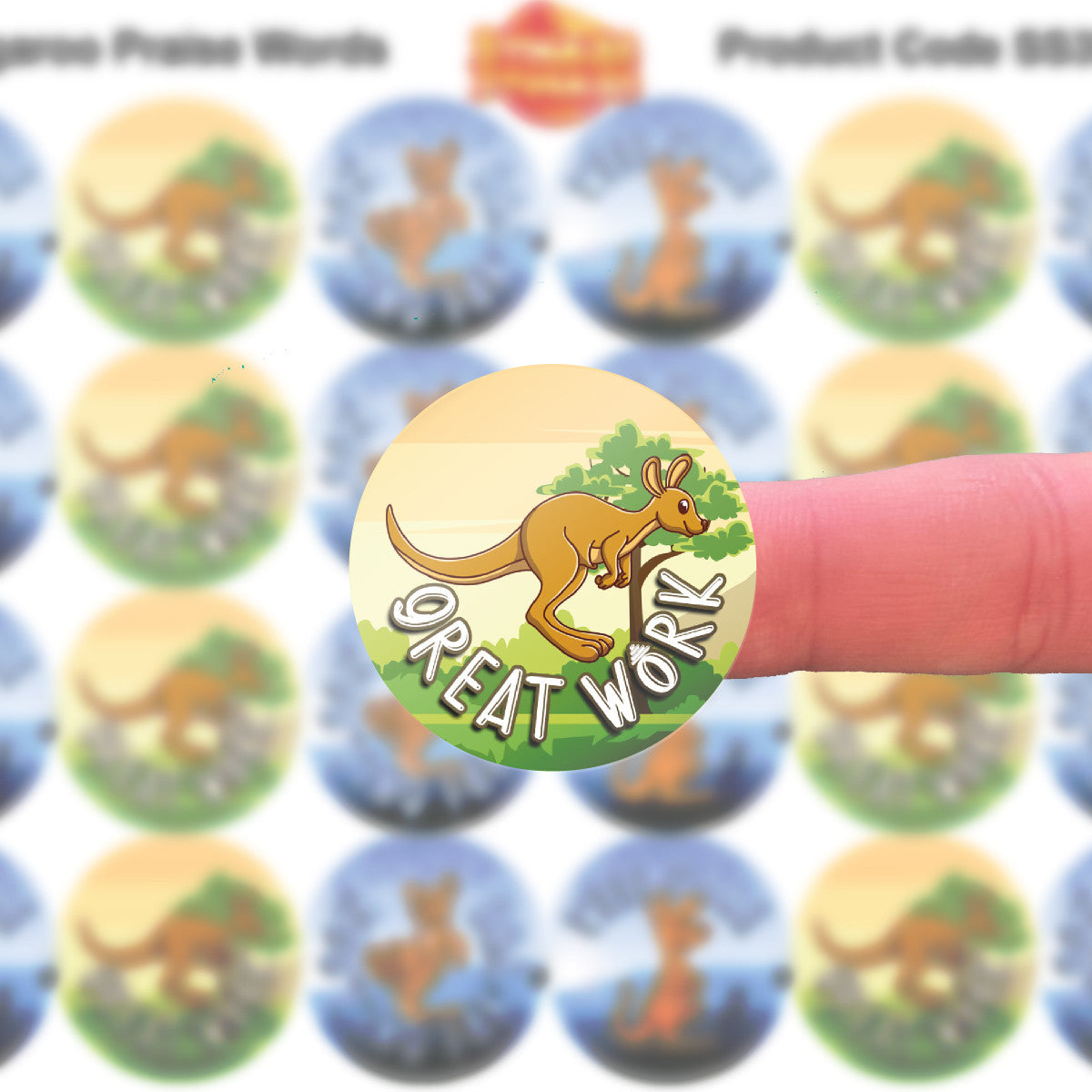 Sticker Stocker 144 Kool Kangaroo Praise Stickers - 30mm - Glossy Reward Stickers for Teachers & Parents