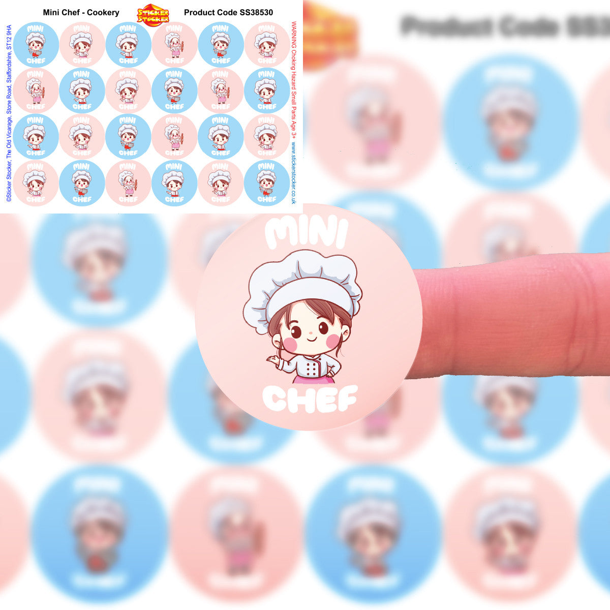 Sticker Stocker - 144 Mini Chef Glossy Stickers Home Baking Gift Packaging Reward Seal Labels
