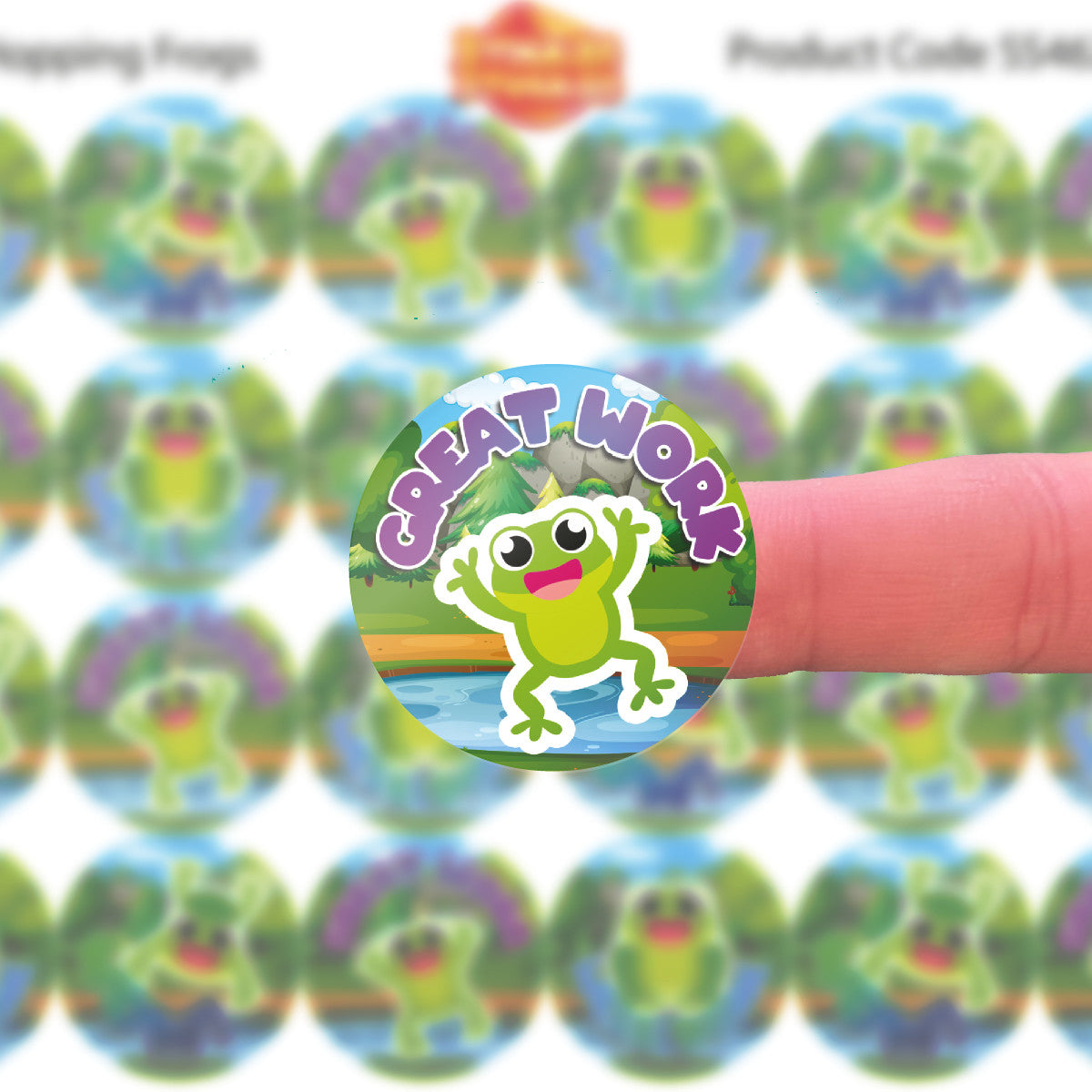 144 Hoppy Frogs Praise Words 30 mm Reward Stickers for Schools, Teachers and Parents