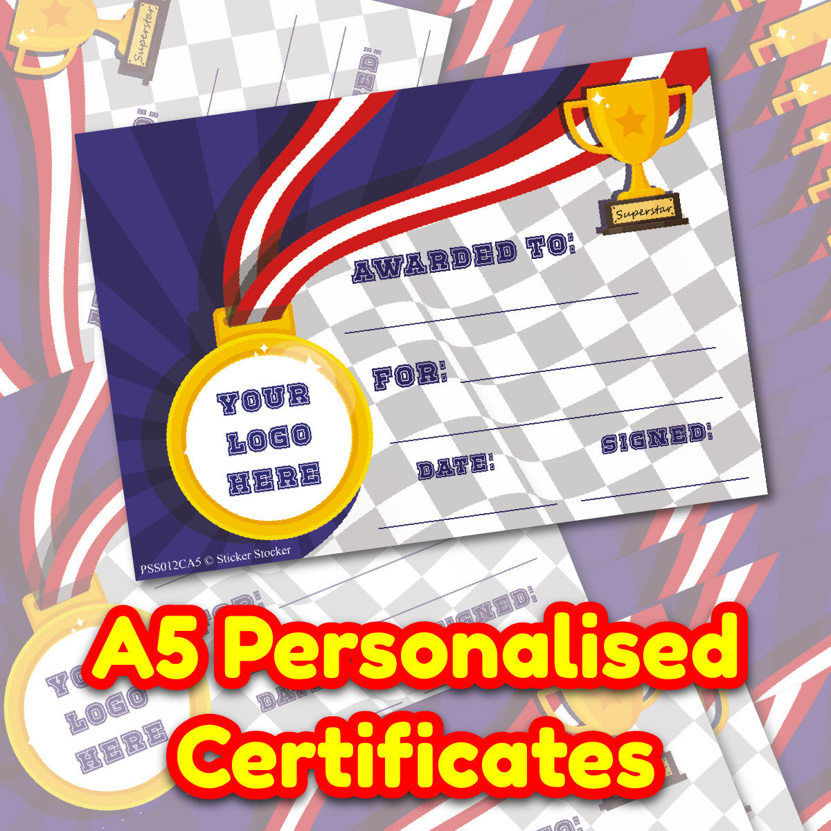 Personalised Sports Day certificates - 2 or 20-  for school teachers, 250gsm A5 silk finish Photo Paper