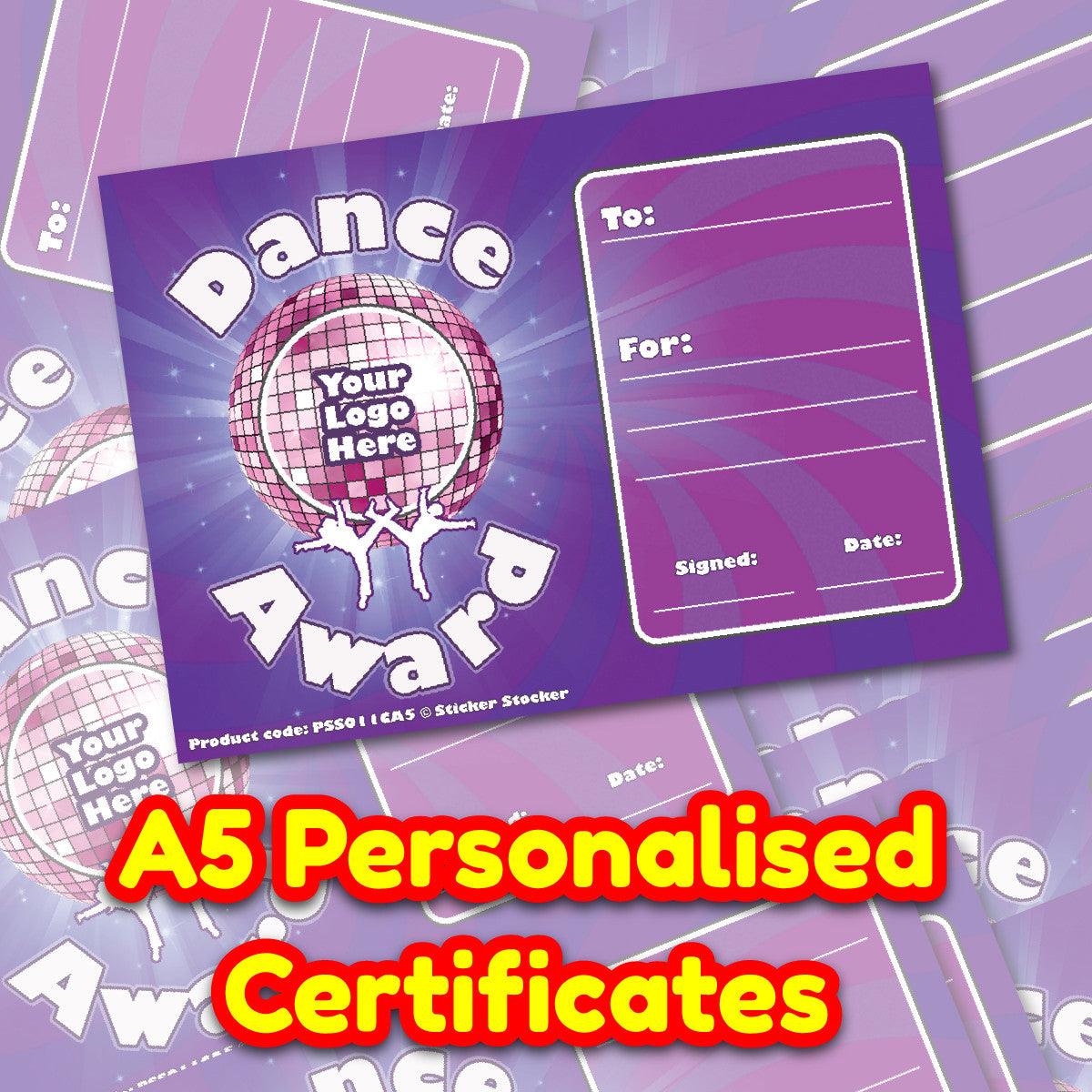 Personalised Dance Award certificates - 2 or 20-  for school teachers, 250gsm A5 silk finish Photo Paper
