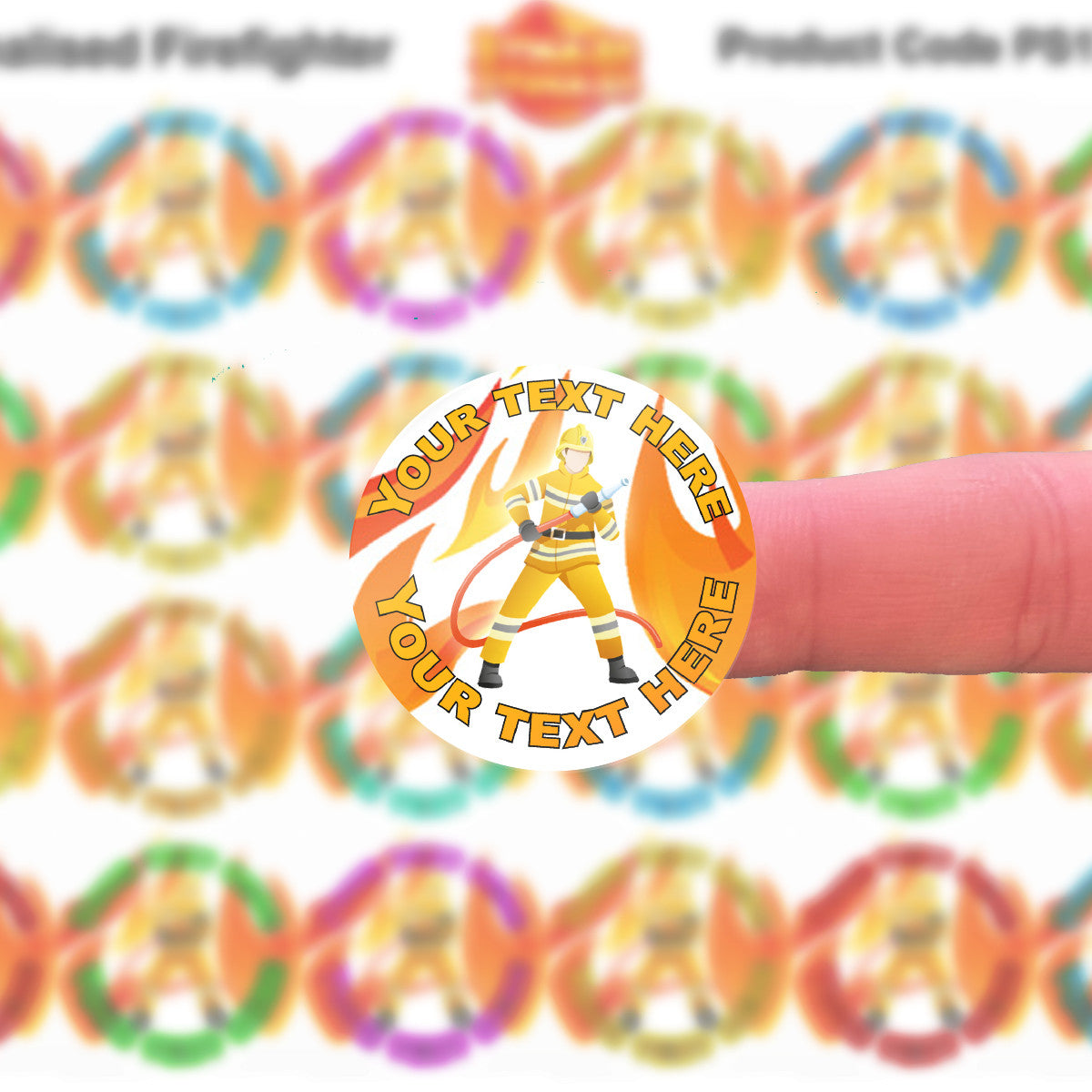 Sticker Stocker 144 Personalised Firefighter 30mm Reward Stickers for School Teachers, Parents and Nursery