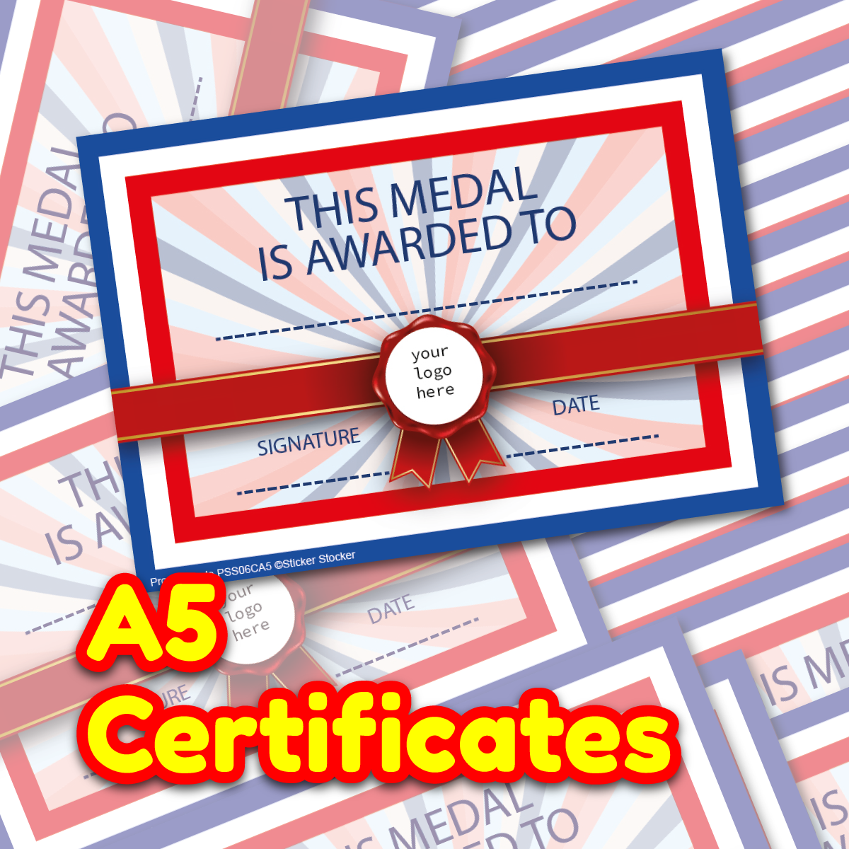 Personalised Medal Award certificates for school teachers, 250gsm A5 silk finish Photo Paper