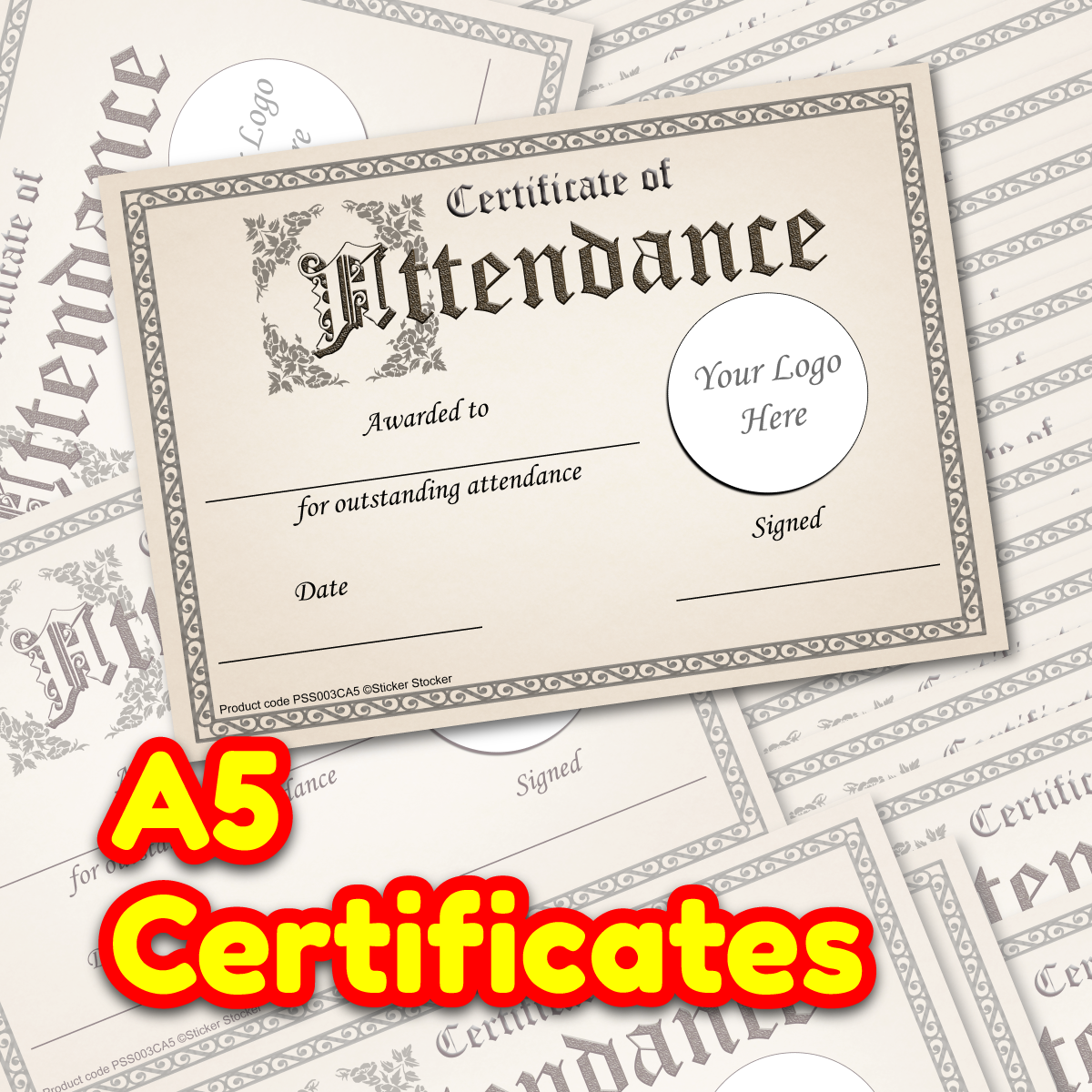 Personalised Certificate of Attendance award certificates for school teachers, 250gsm A5 silk finish Photo Paper