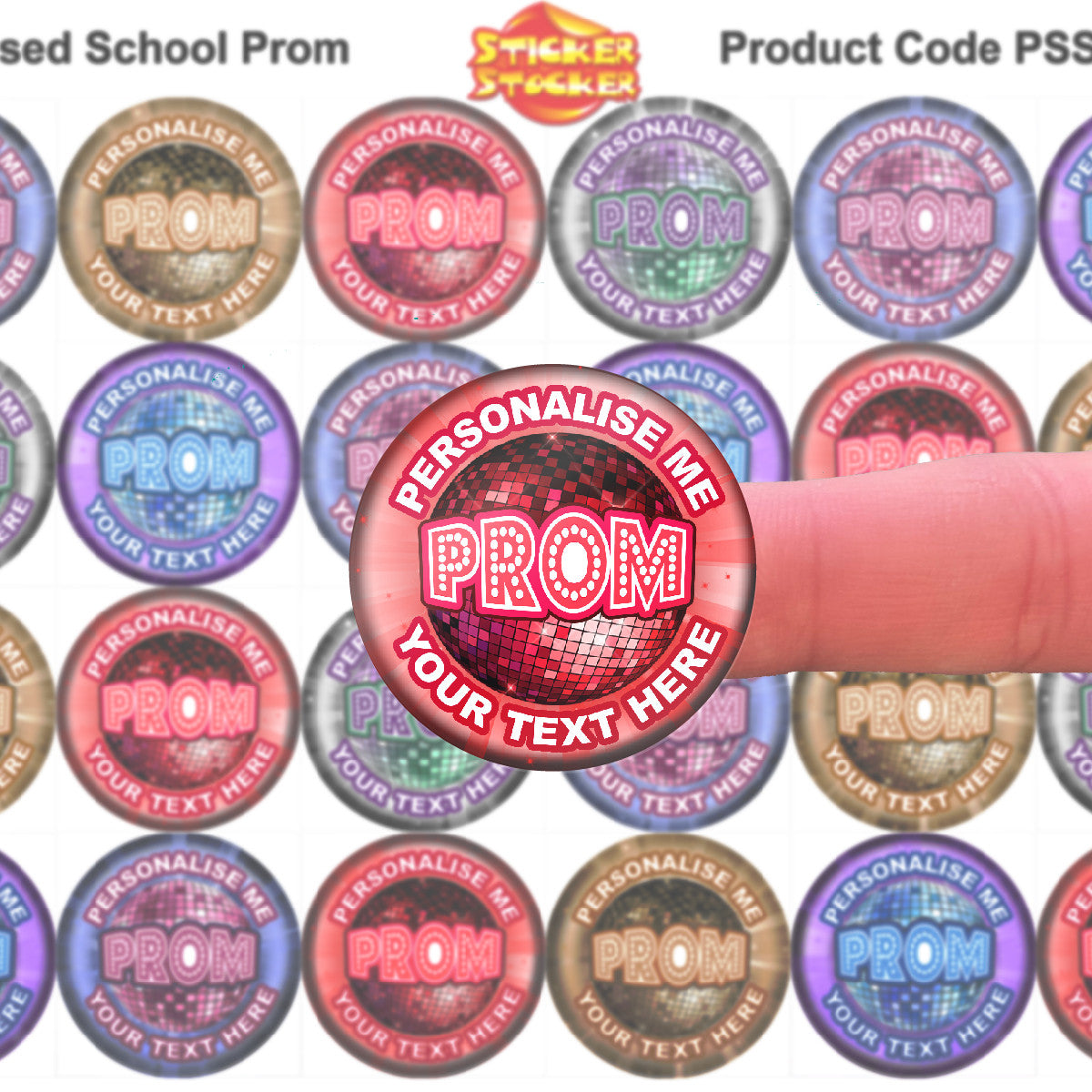 Sticker Stocker - 144 Prom Disco Personalised 30mm Reward Stickers for School teachers