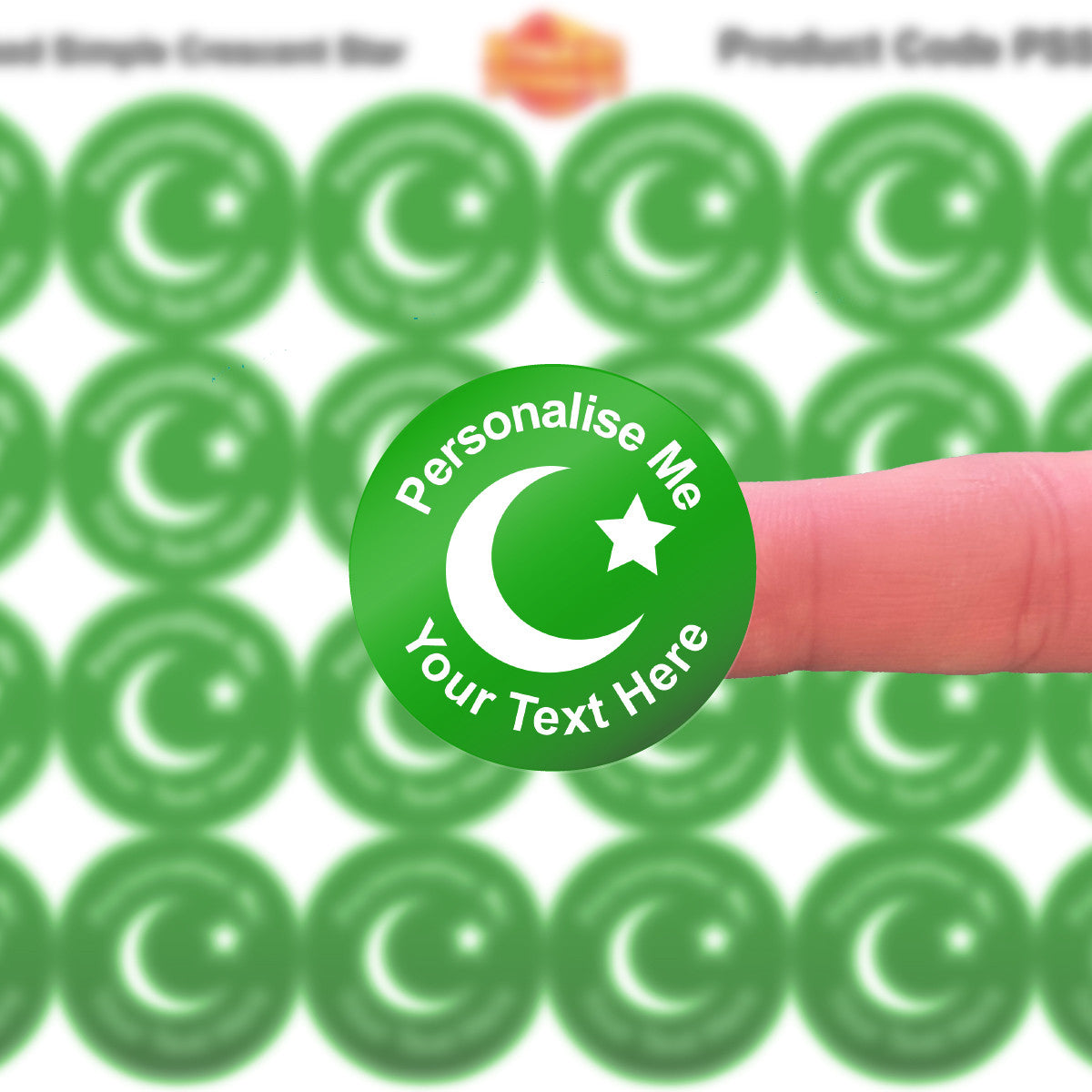 Sticker Stocker - 144 Personalised Crescent Star Islam 30mm Reward Stickers for School Teachers, Parents and Nursery