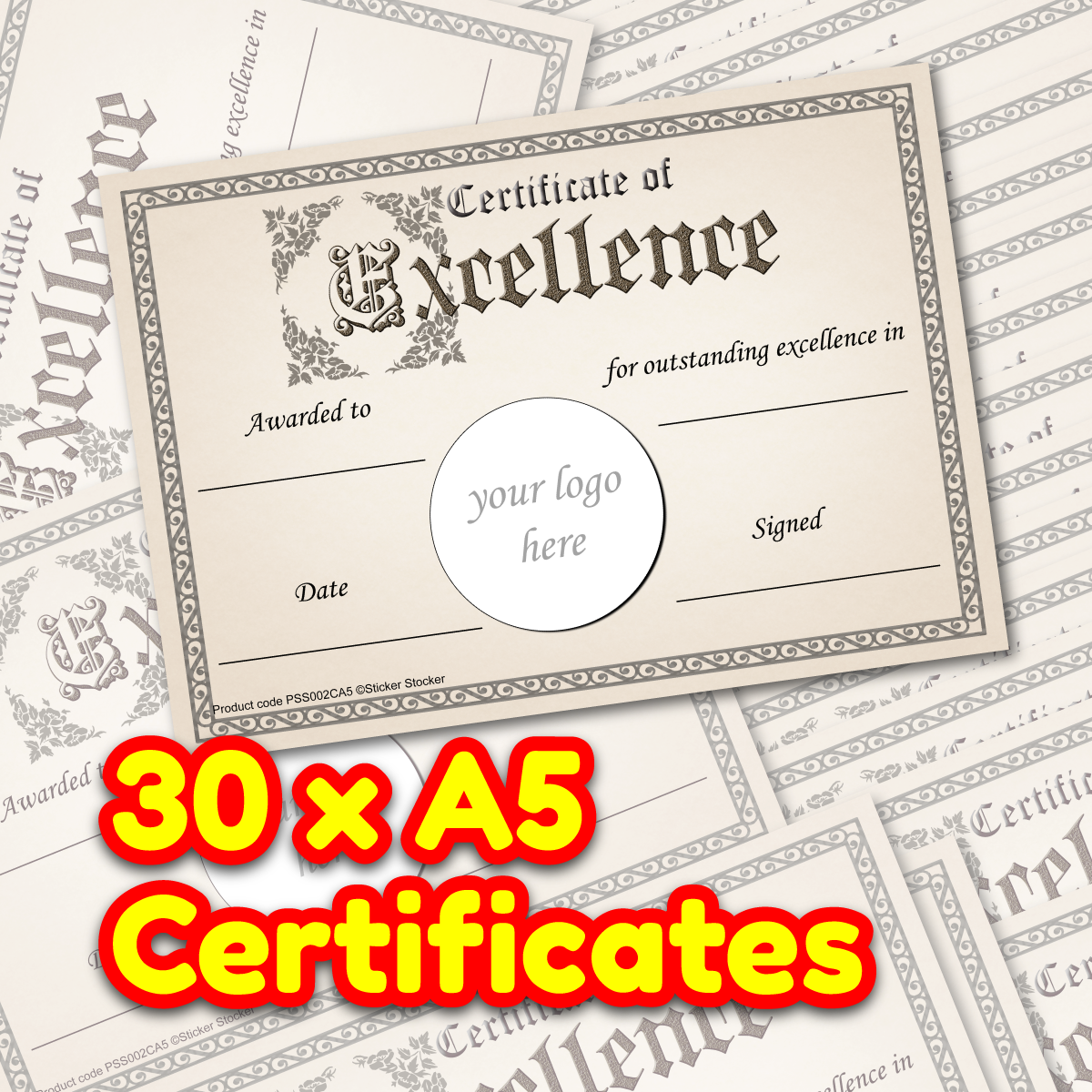 Sticker Stocker Personalised Certificate of Excellent for school teachers, A5 silk finish Photo Paper