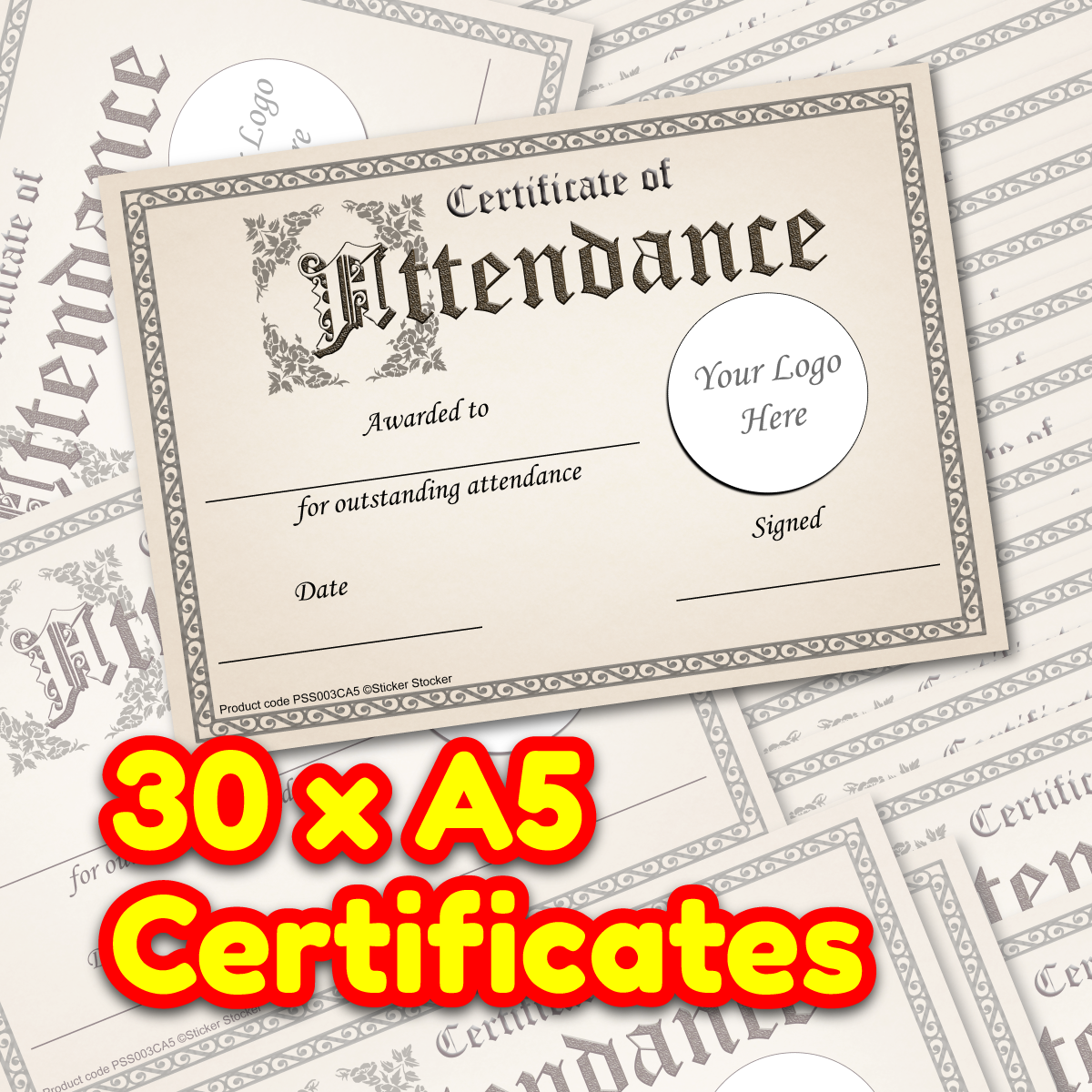 Sticker Stocker Personalised Certificate of Attendance for school teachers, A5 silk finish Photo Paper