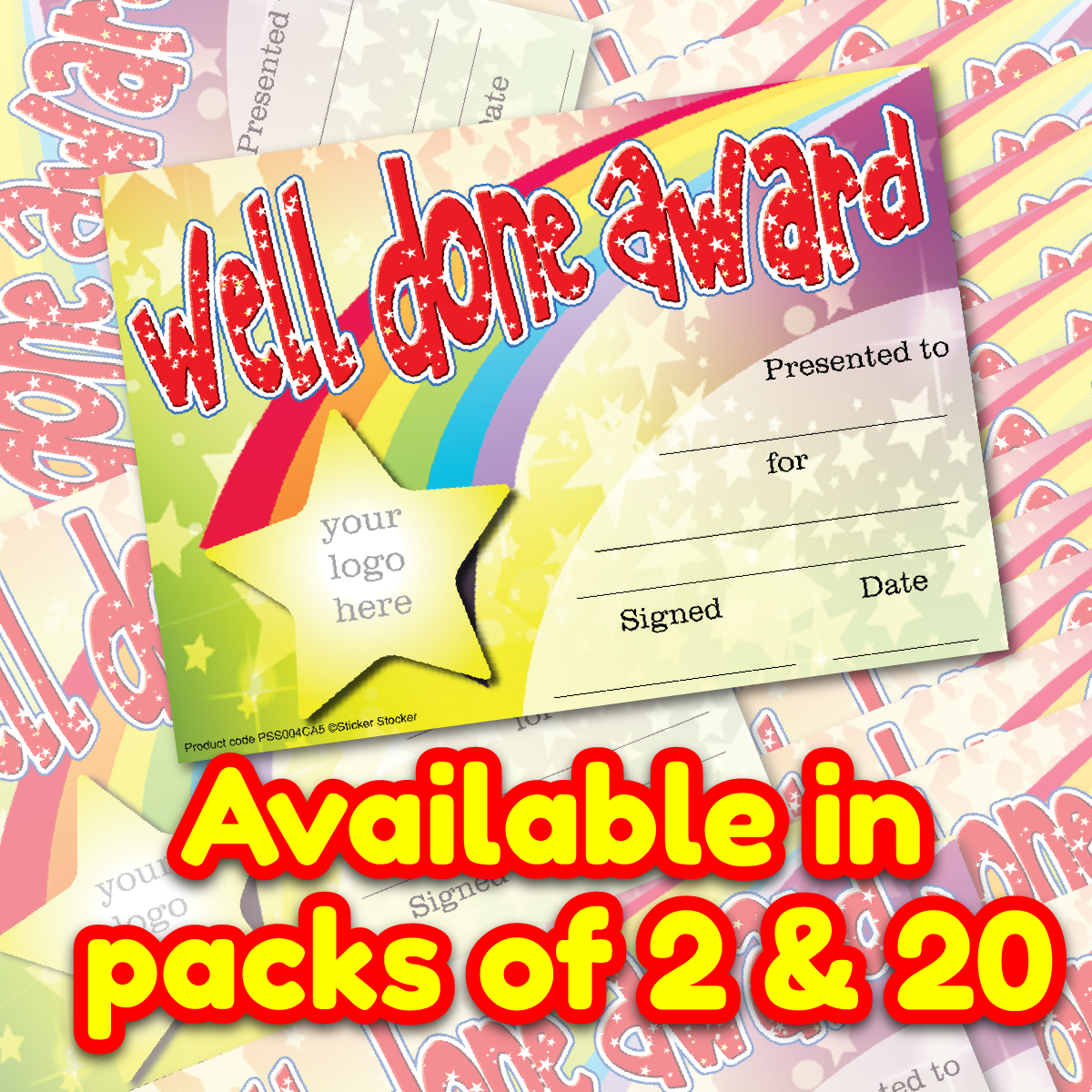 Sticker Stocker Personalised Certificate Well Done Award for school teachers, A5 silk finish Photo Paper