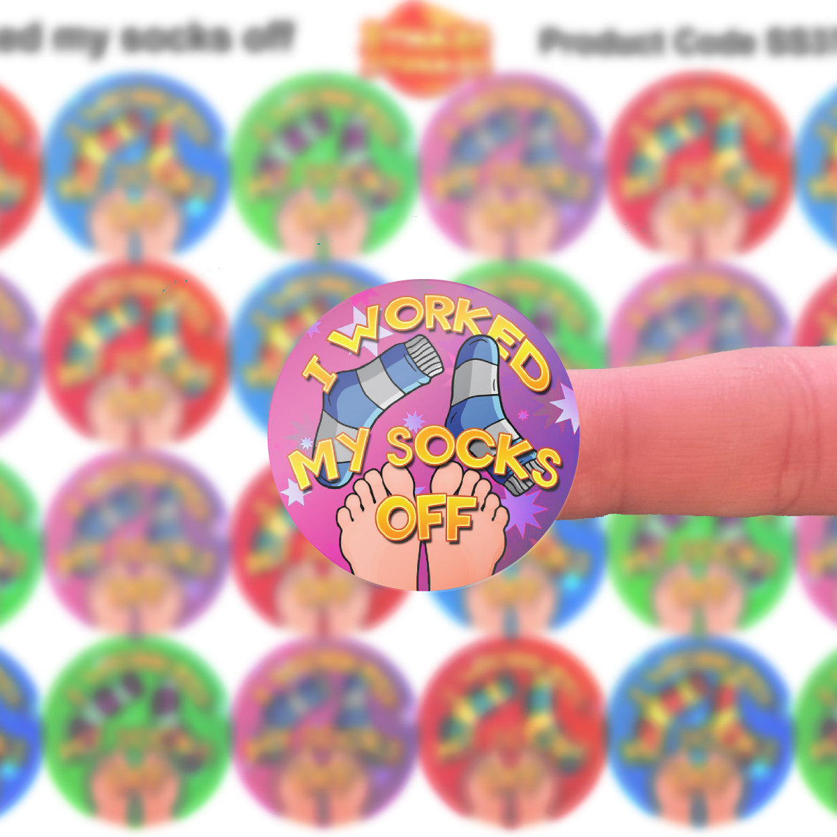 Sticker Stocker 144 I worked my socks off 30 mm Reward Stickers for Teachers, Parents and Party Bags
