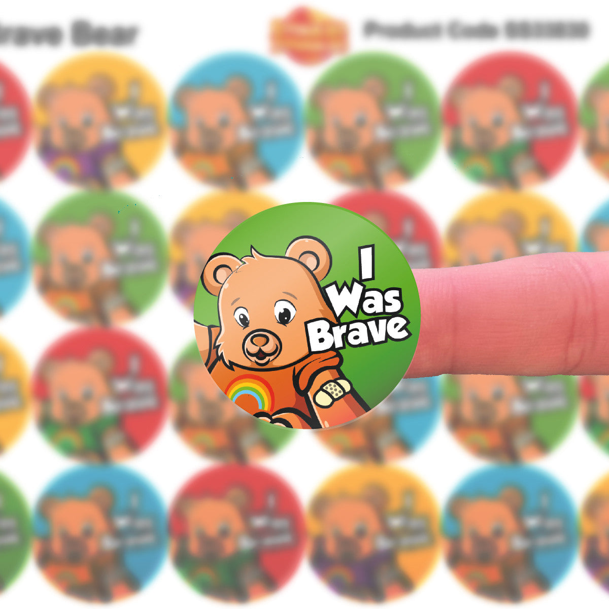 Sticker Stocker - Brave Bear 30mm Children's Bravery Reward Stickers for Teachers or Nurses