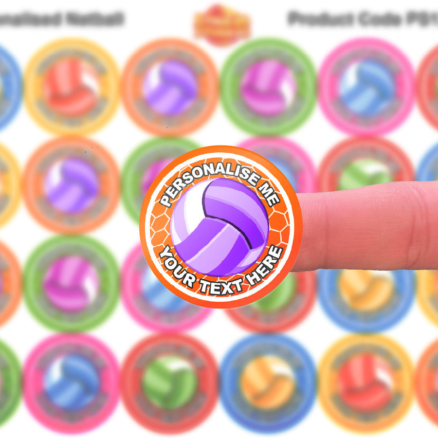 Sticker Stocker - 144 Personalised 30mm Netball Reward Stickers for Sports School Teachers Parents