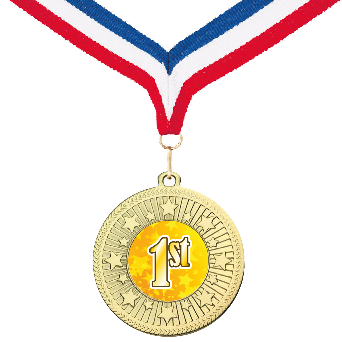 Galaxy Star Place Medal with FREE Ribbon and Certificate 50mm Metal Gold 1st, silver 2nd or bronze 3rd