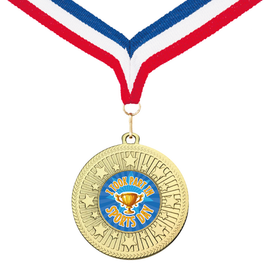 I Took Part in Sports Day Medal FREE Ribbon and Certificate 50mm Metal