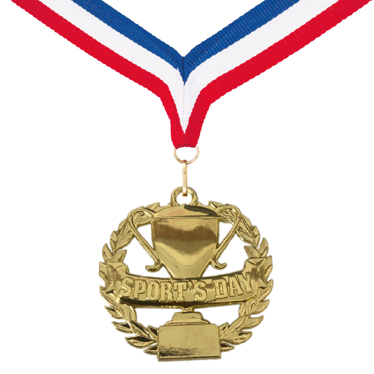 Sports Day Medal with FREE Ribbon and Certificate 50mm Metal (Laurel Trophy Themed) Gold, silver or bronze