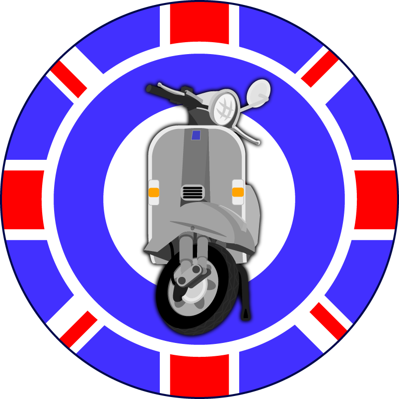 Sticker Stocker - 144 Mods Scooters Themed Stickers 30mm Glossy Labels