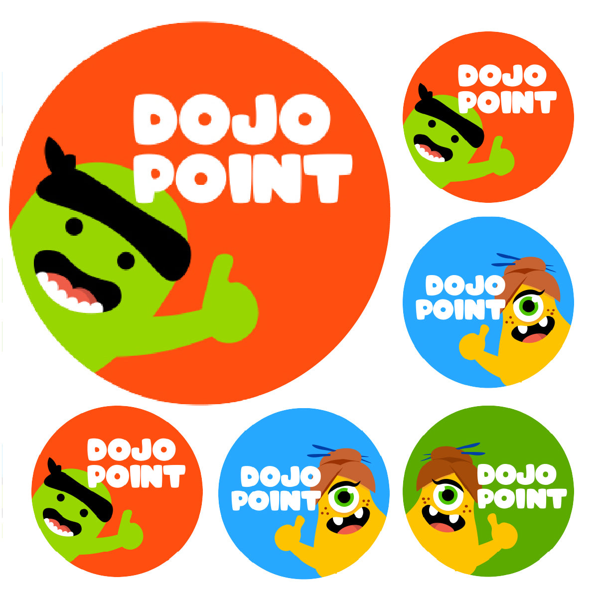 900 Mini Dojo 10mm Glossy Teacher Reward Stickers Spot Stickers Journal Stickers